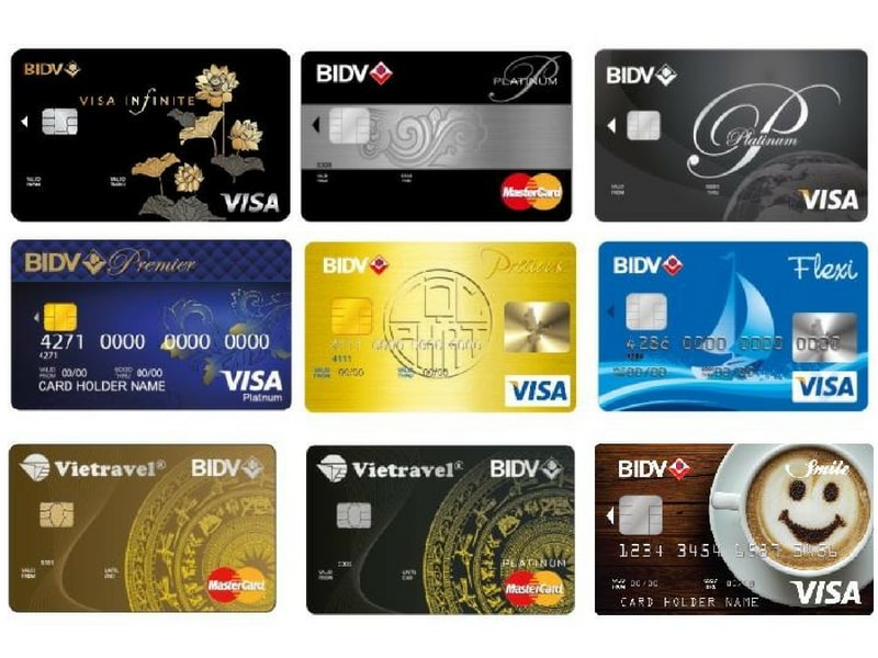 Một số loại thẻ tín dụng BIDV